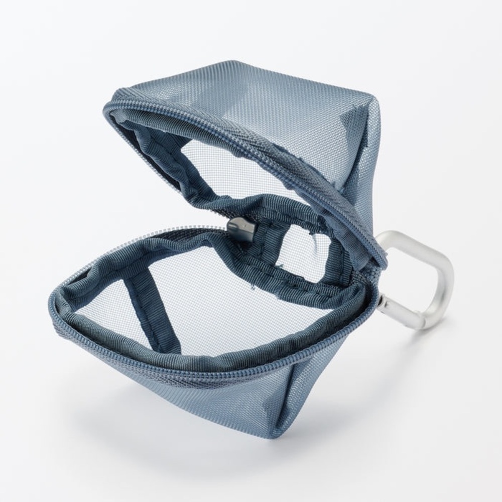 Muji Nylon Mesh Compact Pouch_Blue_NWT